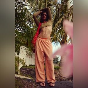 Peach Wide-Leg Lounge Pants - Women